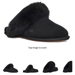 UGG Scuff Sis Suede Fur Slippers in Black size 7M- Brand New!